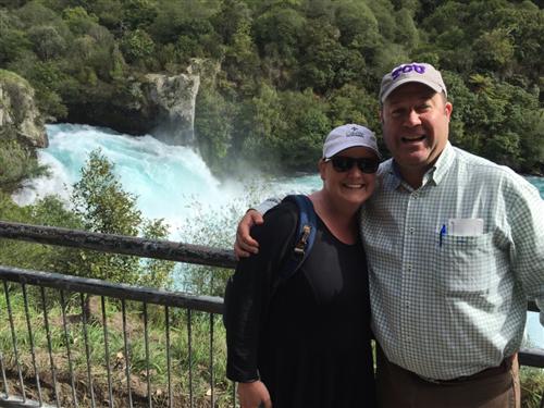 Kelly and Jarrett at the Huka Falls on the way to Lake Taupo